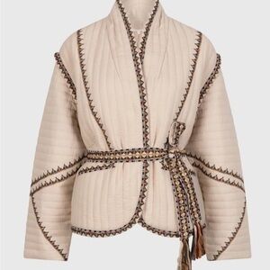 Magaschoni Cream Quilted Cotton Jacket with Gold Nameplate